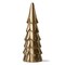 Medium Cast Aluminum Tree Decor - Antique Brass Gold Holiday Sculpture, 8" H x 2.5" L x 2.5" W, Dust Clean